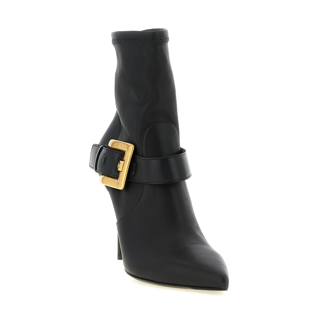 Black Lamb Leather Ankle Boots