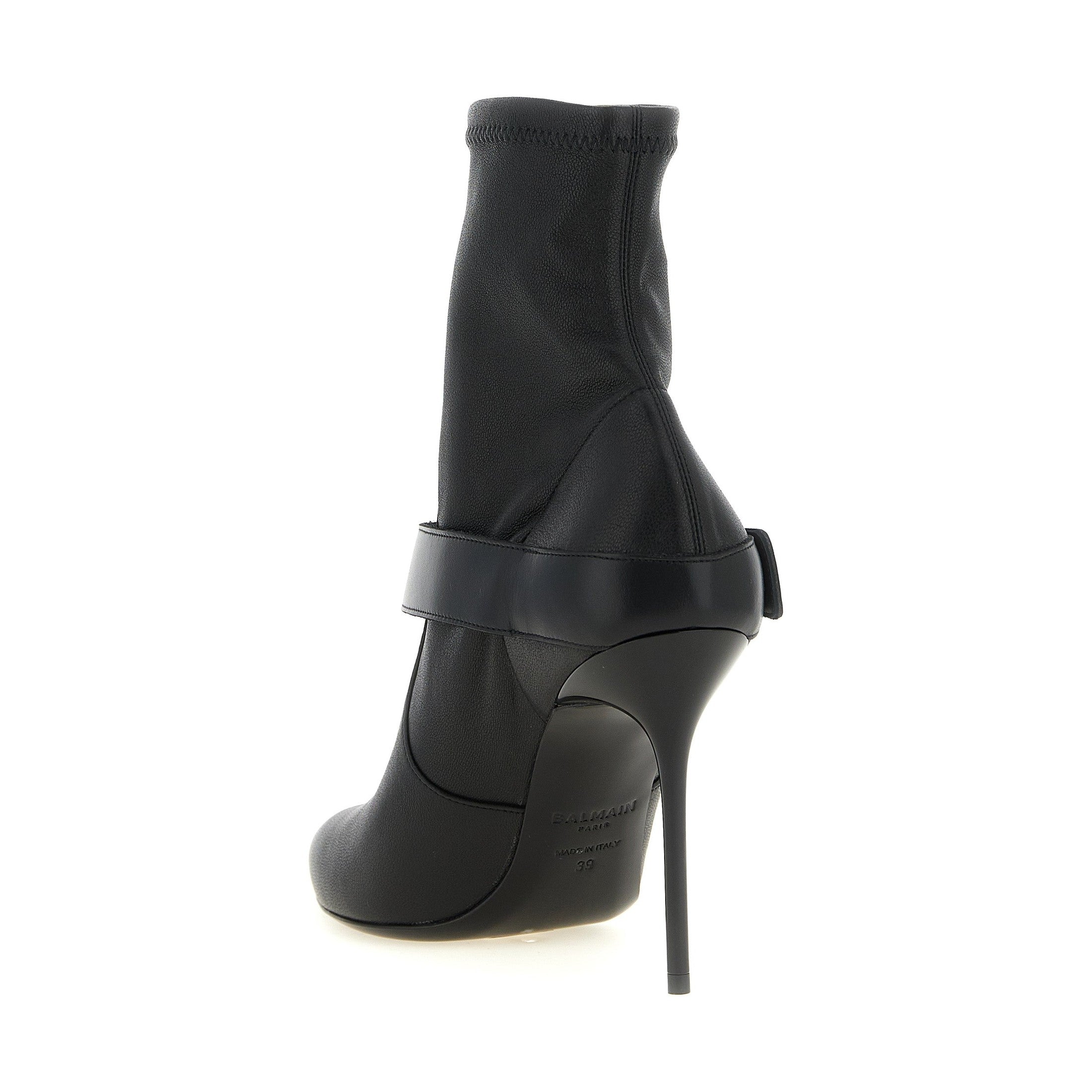 Black Lamb Leather Ankle Boots