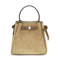 Beige Suede Leather Bucket Bag