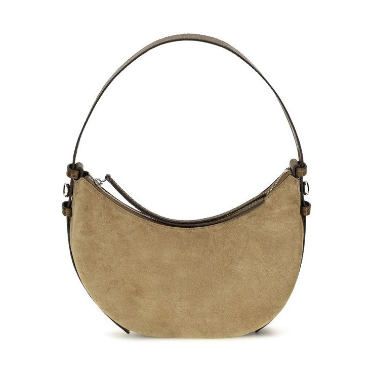 Beige Suede Leather Shoulder Bag