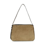 Beige Suede Leather Shoulder Bag