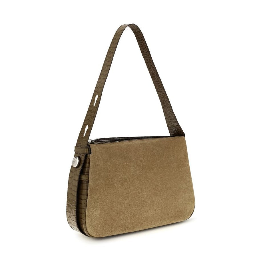 Beige Suede Leather Shoulder Bag
