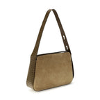 Beige Suede Leather Shoulder Bag