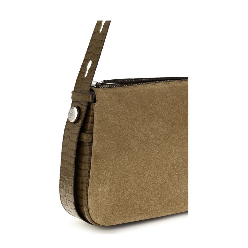 Beige Suede Leather Shoulder Bag