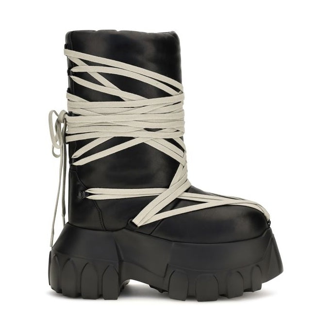 Black Calf Leather Bos Taurus Lace-Up Boots