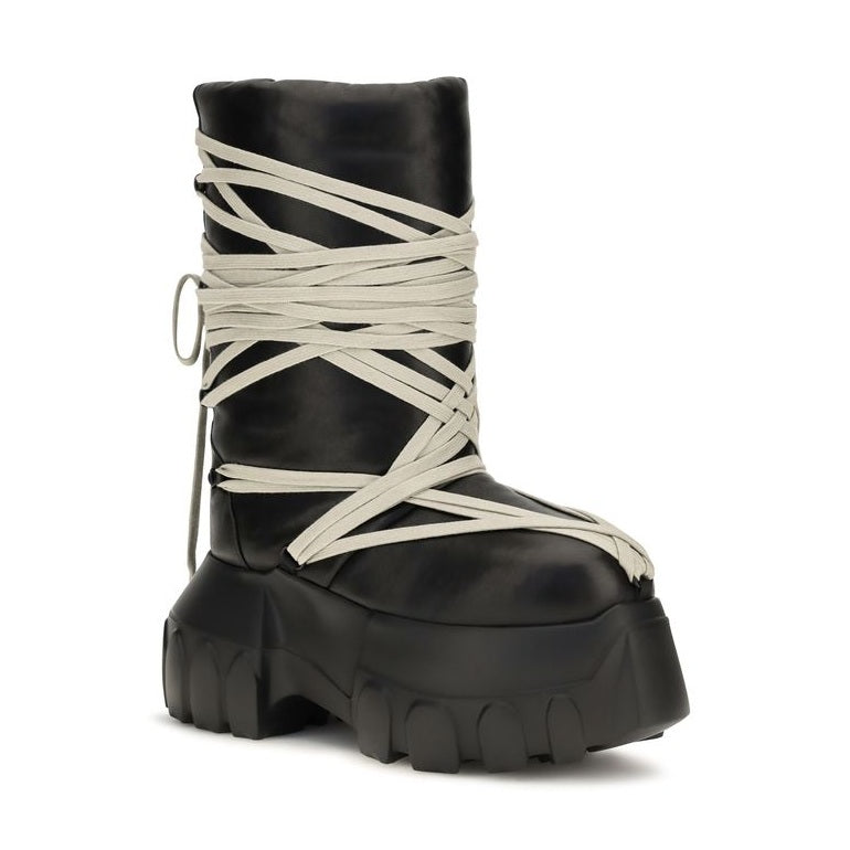 Black Calf Leather Bos Taurus Lace-Up Boots