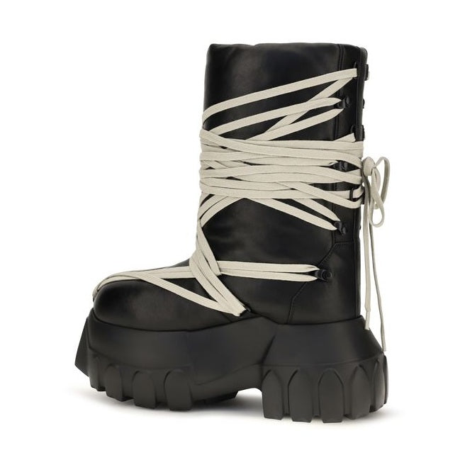 Black Calf Leather Bos Taurus Lace-Up Boots