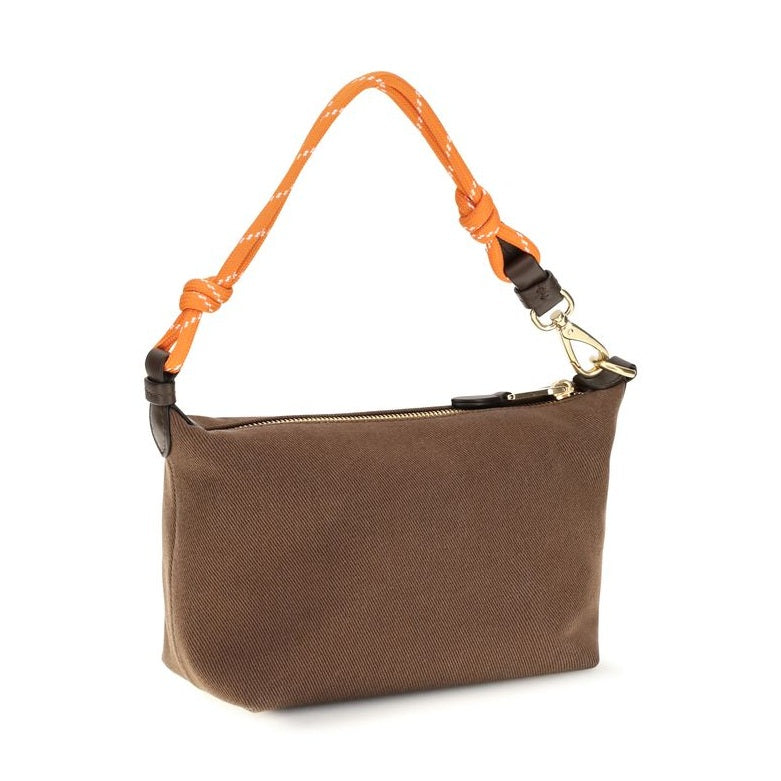 Brown Cotton Shoulder Bag