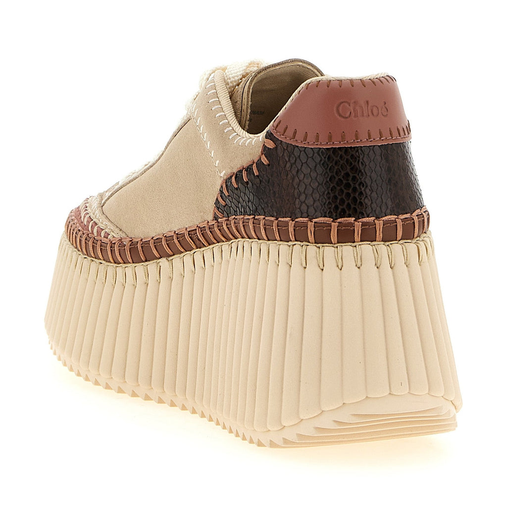 Beige Polyester Wedge Sandals