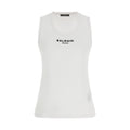 White Cotton Sleeveles T-Shirt