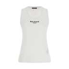 White Cotton Sleeveles T-Shirt