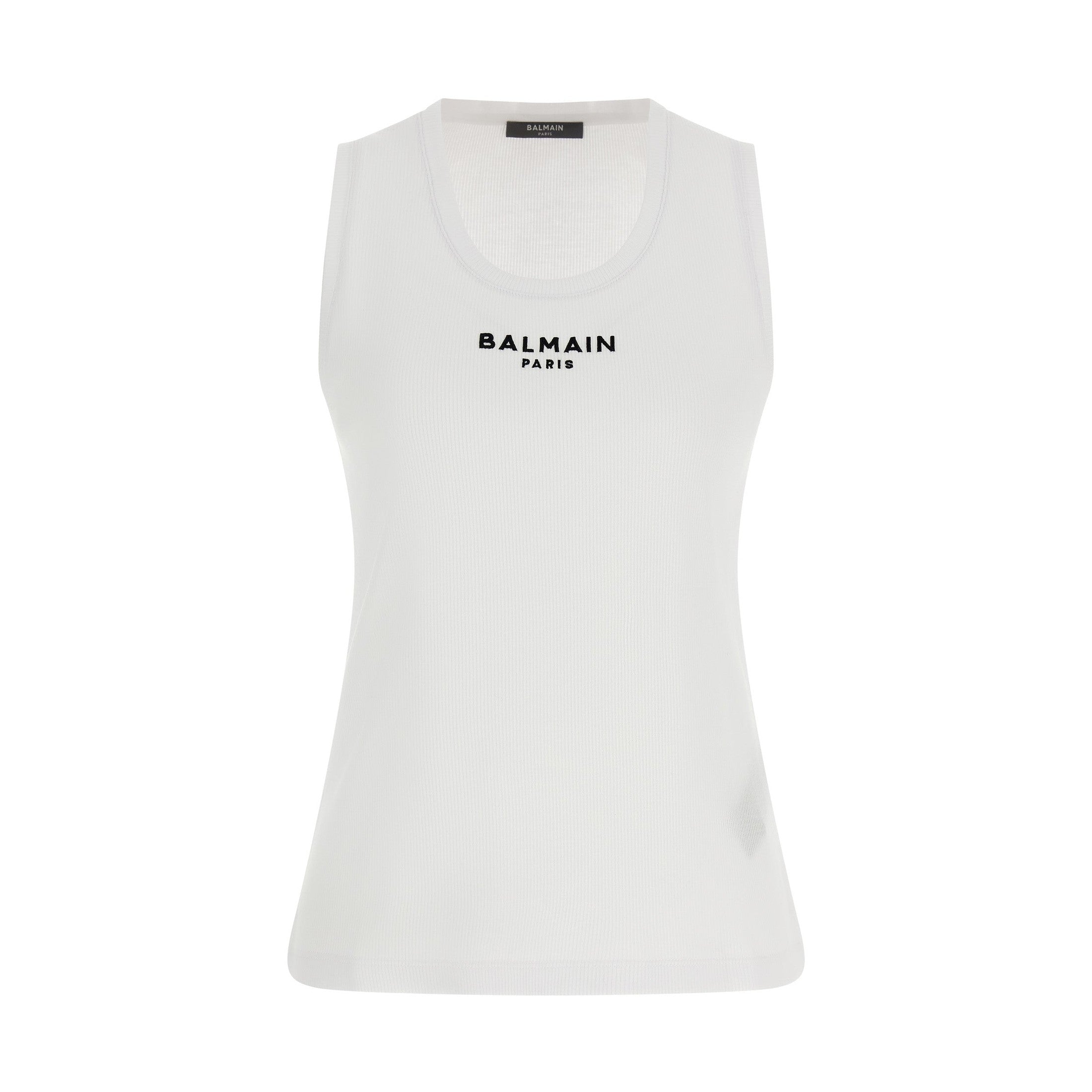 White Cotton Sleeveles T-Shirt