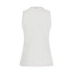 White Cotton Sleeveles T-Shirt