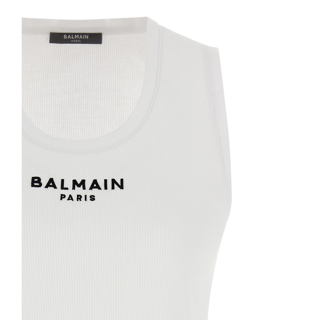 White Cotton Sleeveles T-Shirt