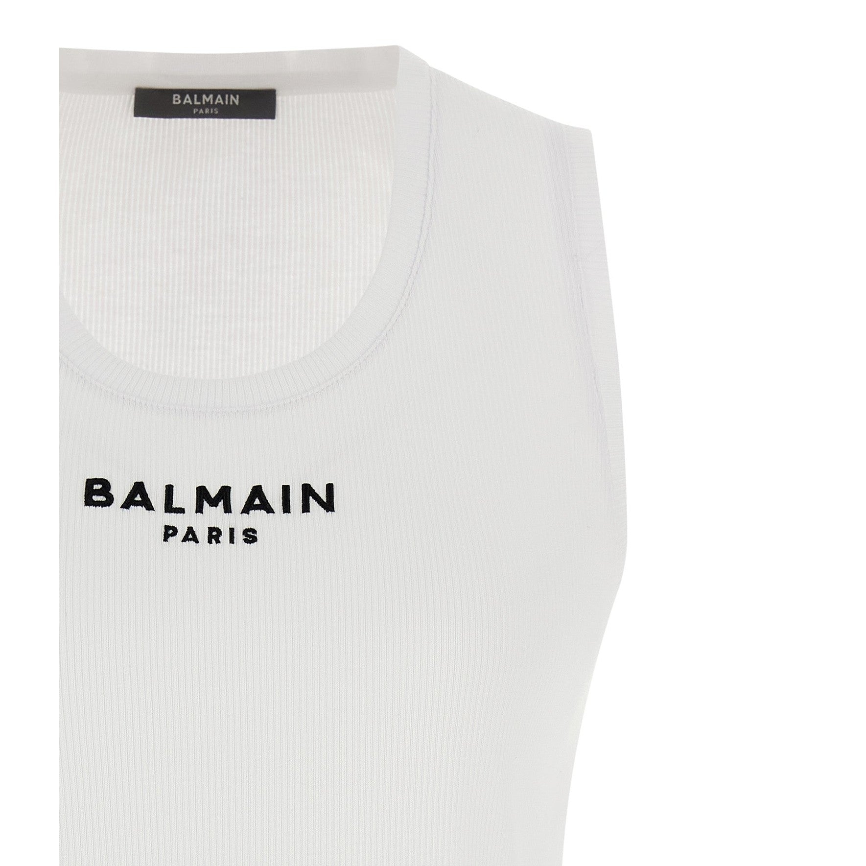White Cotton Sleeveles T-Shirt