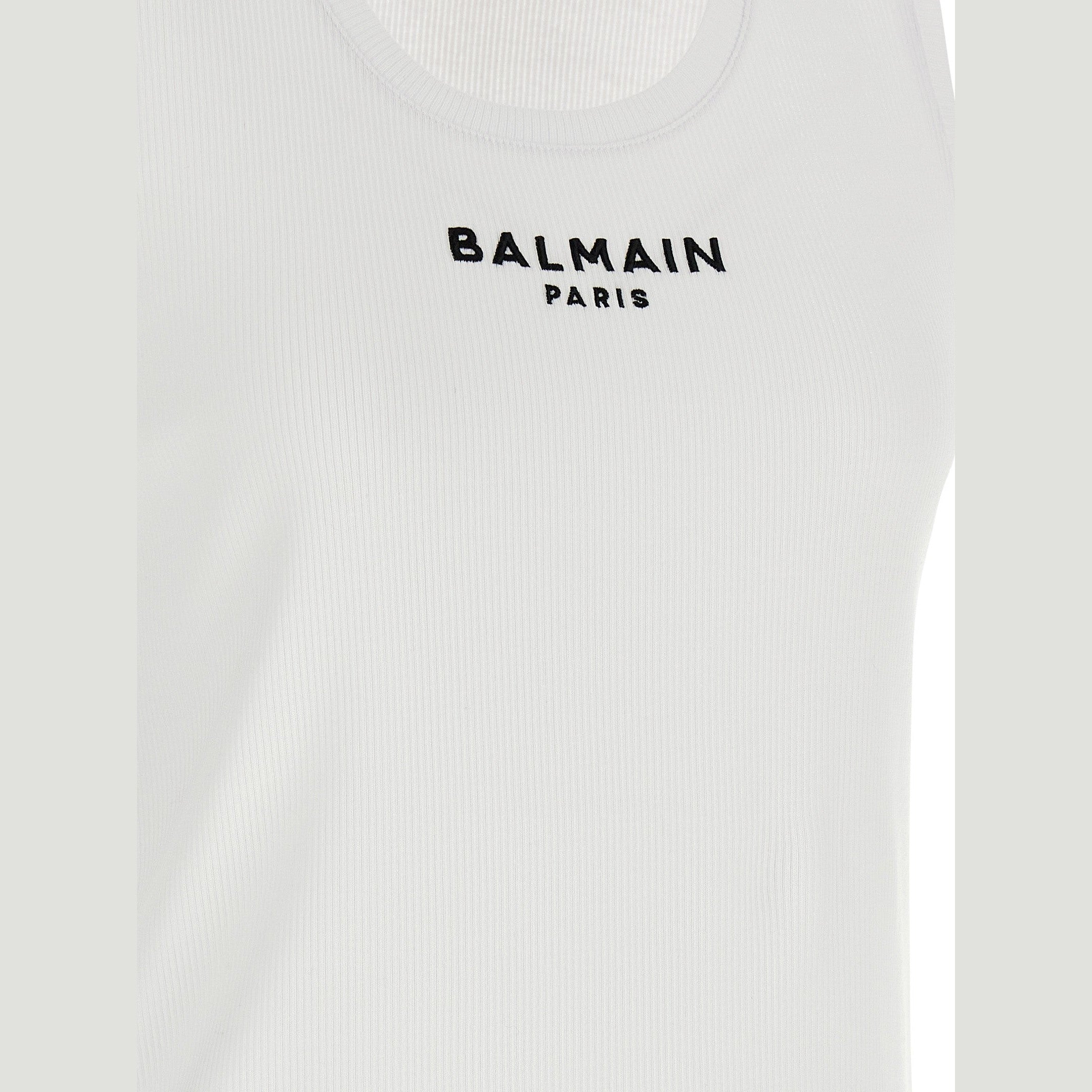 White Cotton Sleeveles T-Shirt