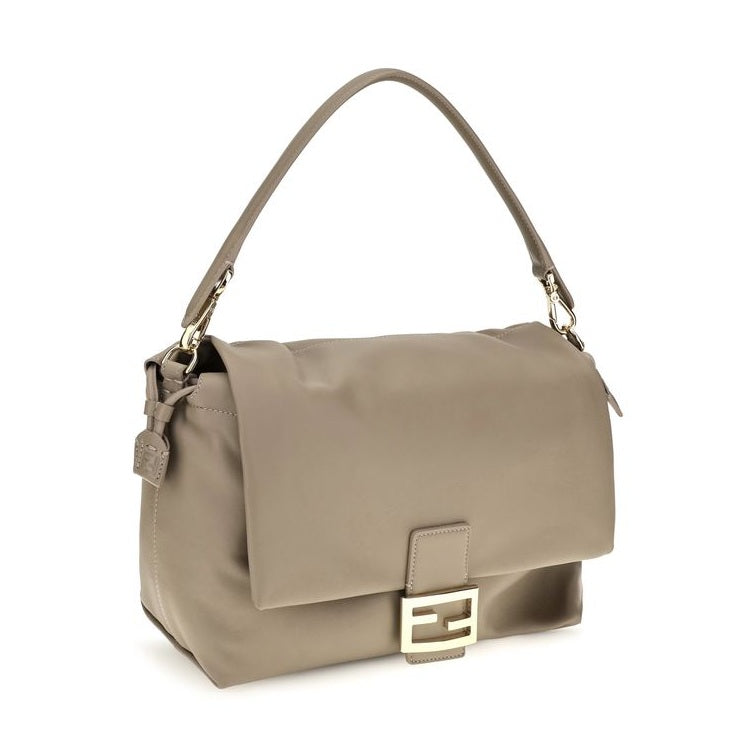 Beige Calf Leather Bos Taurus Shoulder Bag