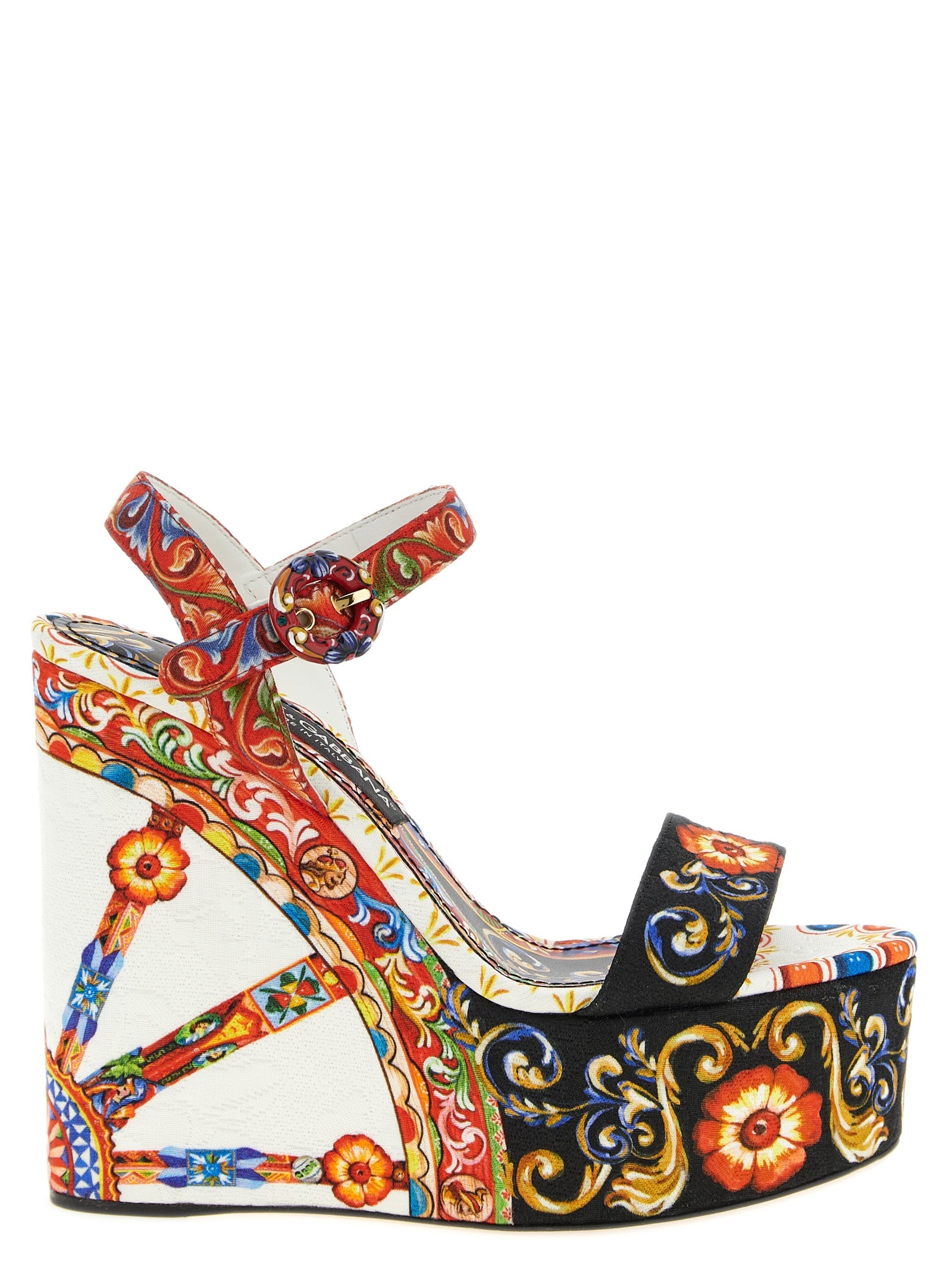 Multicolor Viscose Wedge Sandals