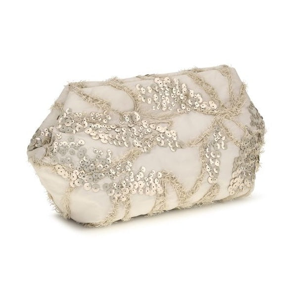 Beige Silk Clutch Bag