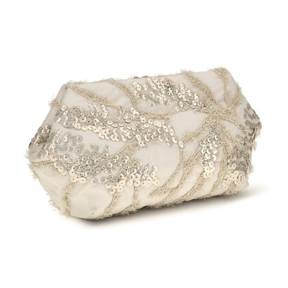 Beige Silk Clutch Bag