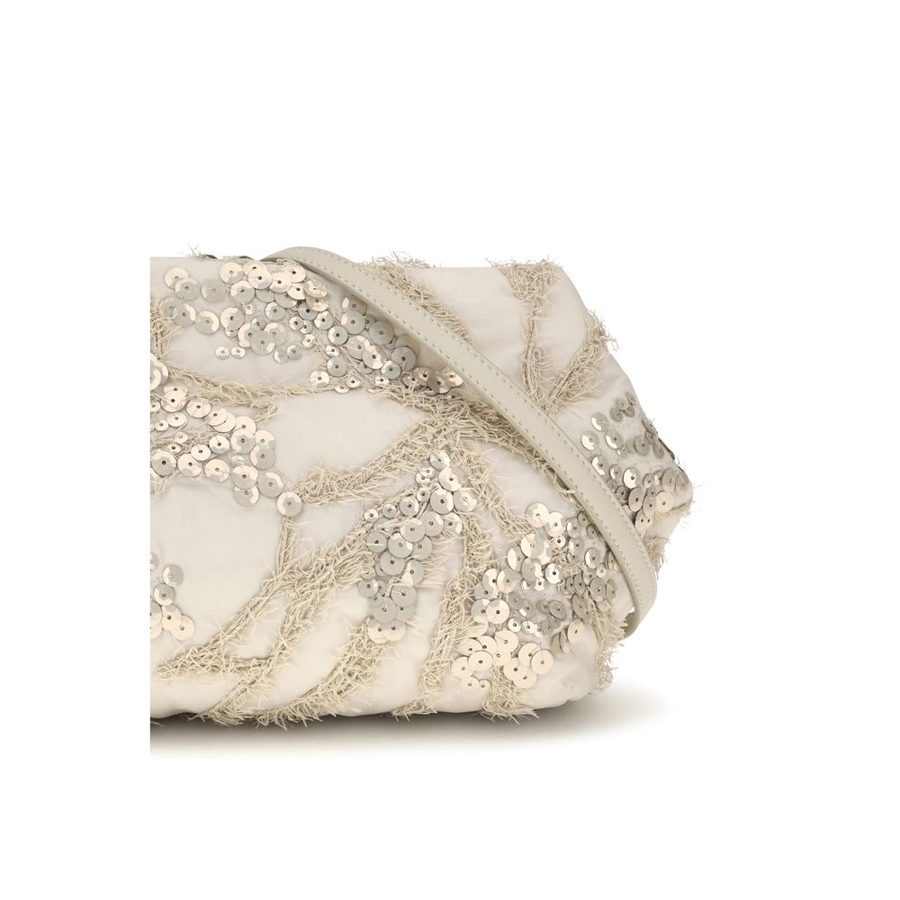 Beige Silk Clutch Bag