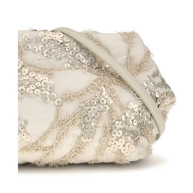 Beige Silk Clutch Bag