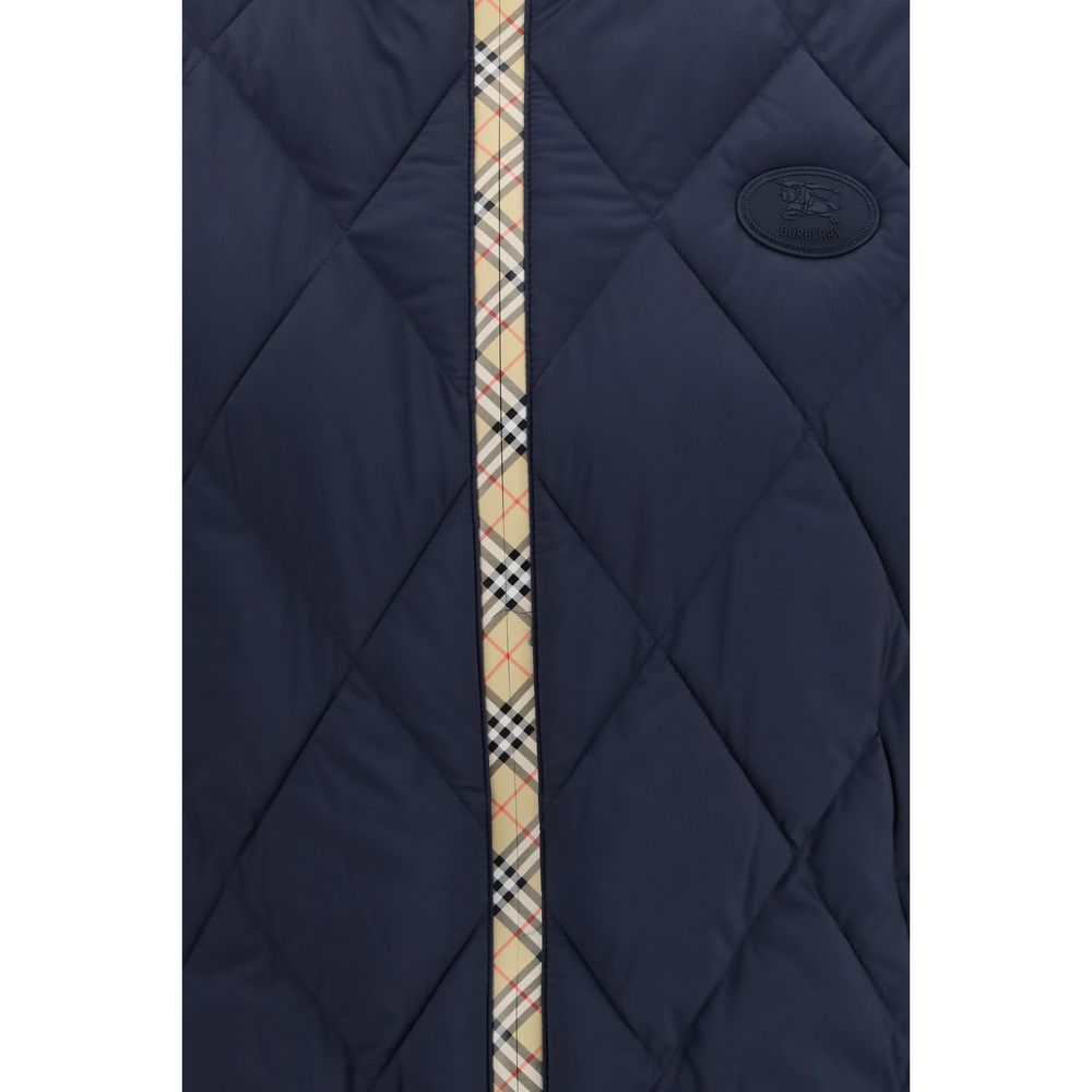 Blue Polyamide Sleeveless Jacket