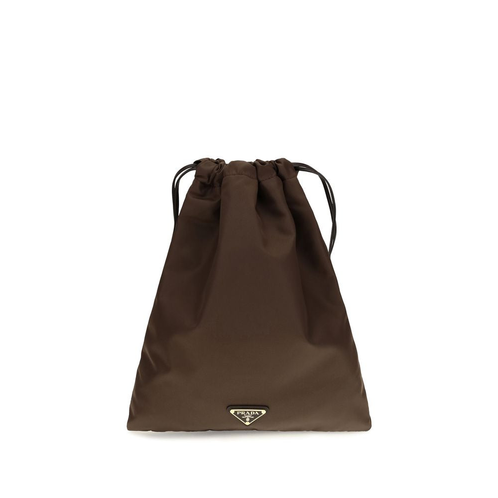 Brown Polyamide Clutch Bag
