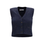 Blue Cashmere Sleeveles Sweater