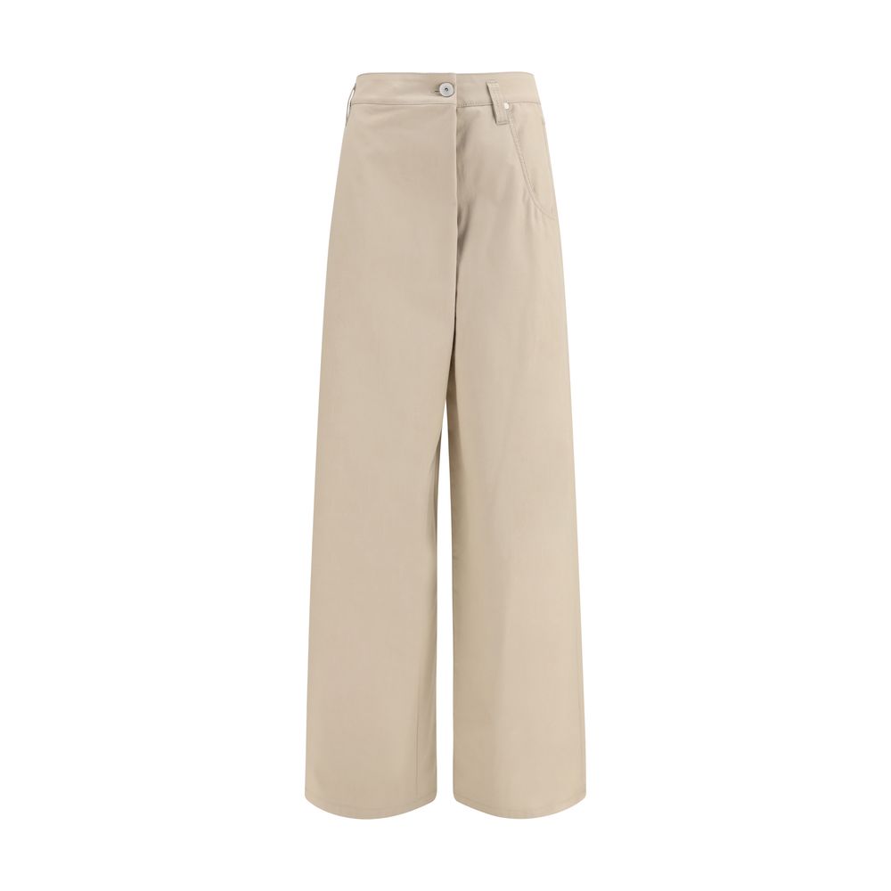 Beige Cotton Casual Pants