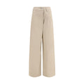 Beige Cotton Casual Pants