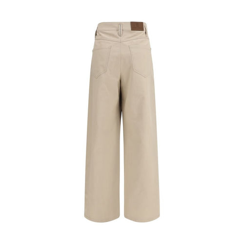 Beige Cotton Casual Pants
