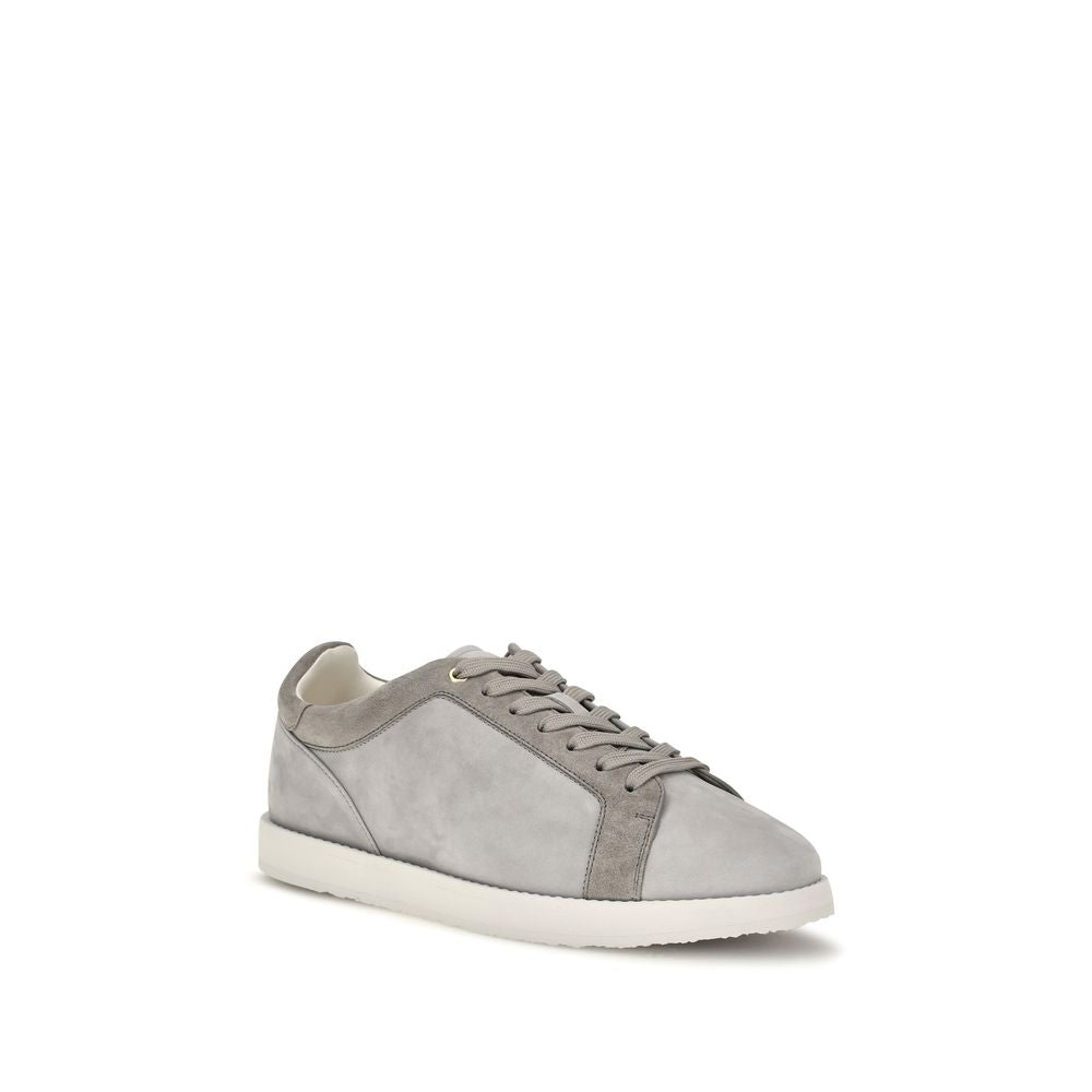 Gray Suede Leather Low Top Sneakers