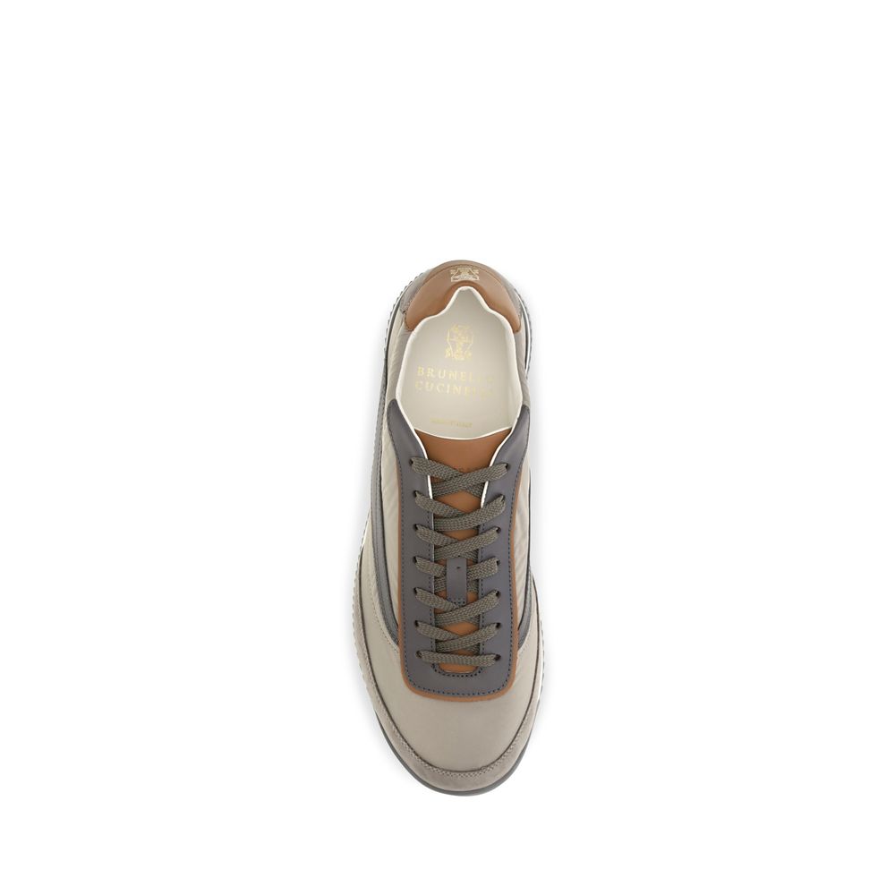 Beige Suede Leather Sneakers