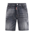 Black Cotton Bermuda Shorts