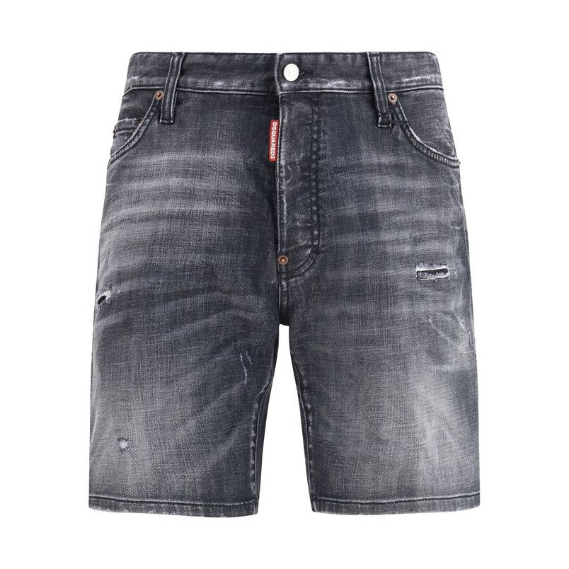 Black Cotton Bermuda Shorts