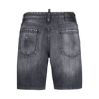 Black Cotton Bermuda Shorts