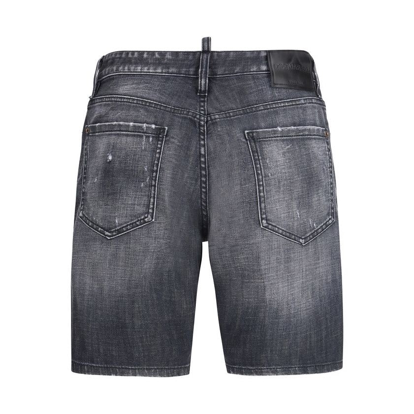 Black Cotton Bermuda Shorts