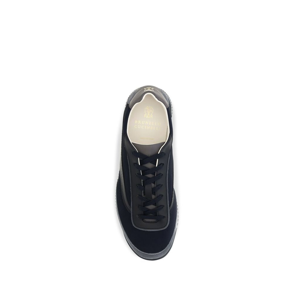 Blue Suede Leather Low Top Sneakers