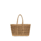 Beige Raffia Shoulder Bag