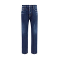 Blue Cotton Straight-Leg Jeans