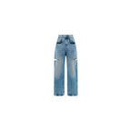 Blue Cotton Straight-Leg Jeans