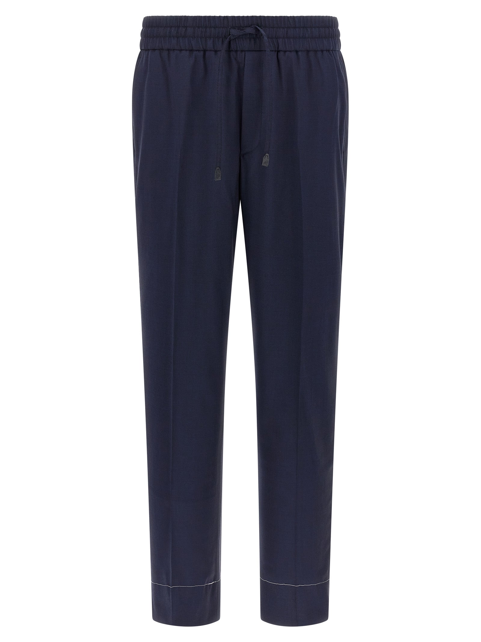 Blue Wool Casual Pants