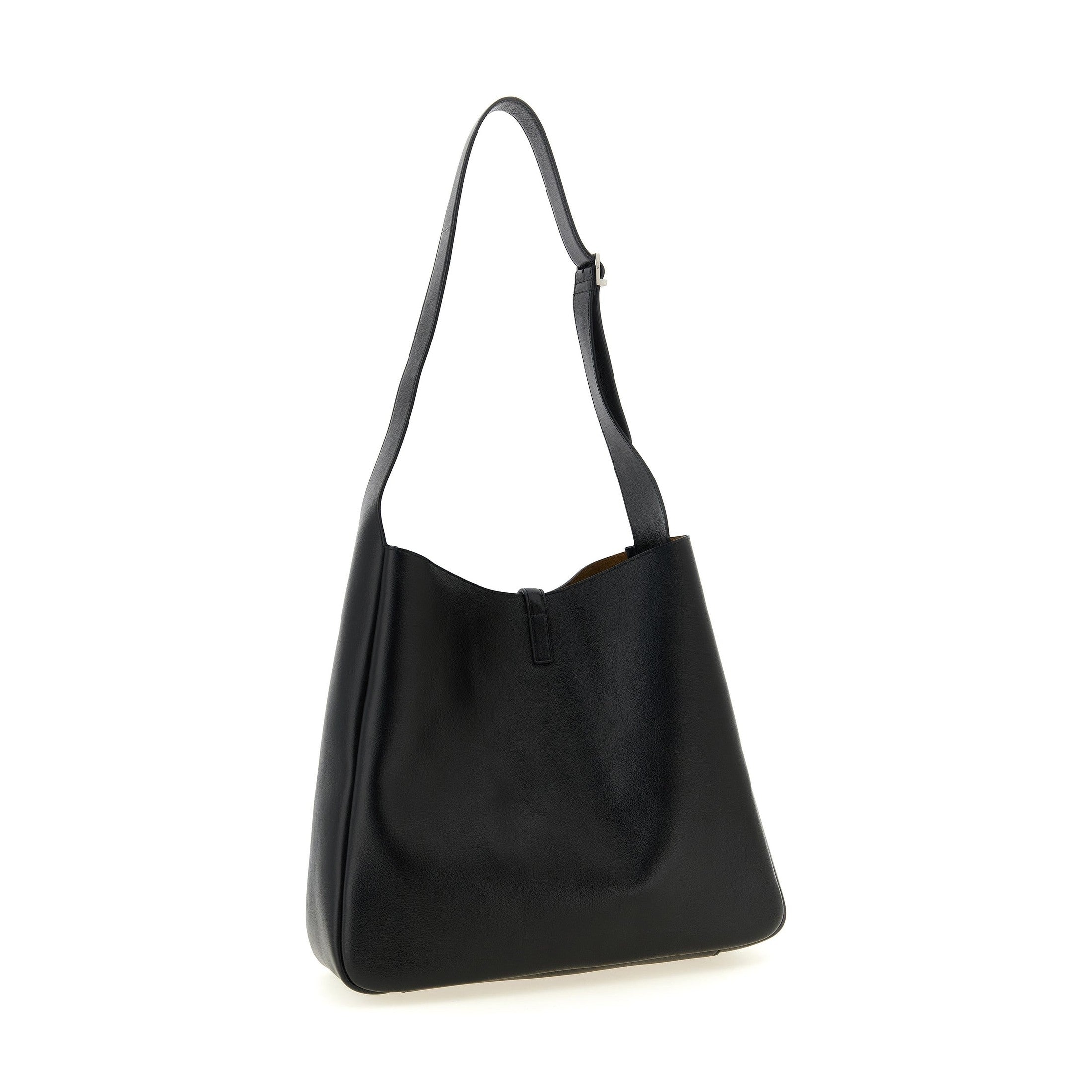 Black Calfskin Shoulder Bag
