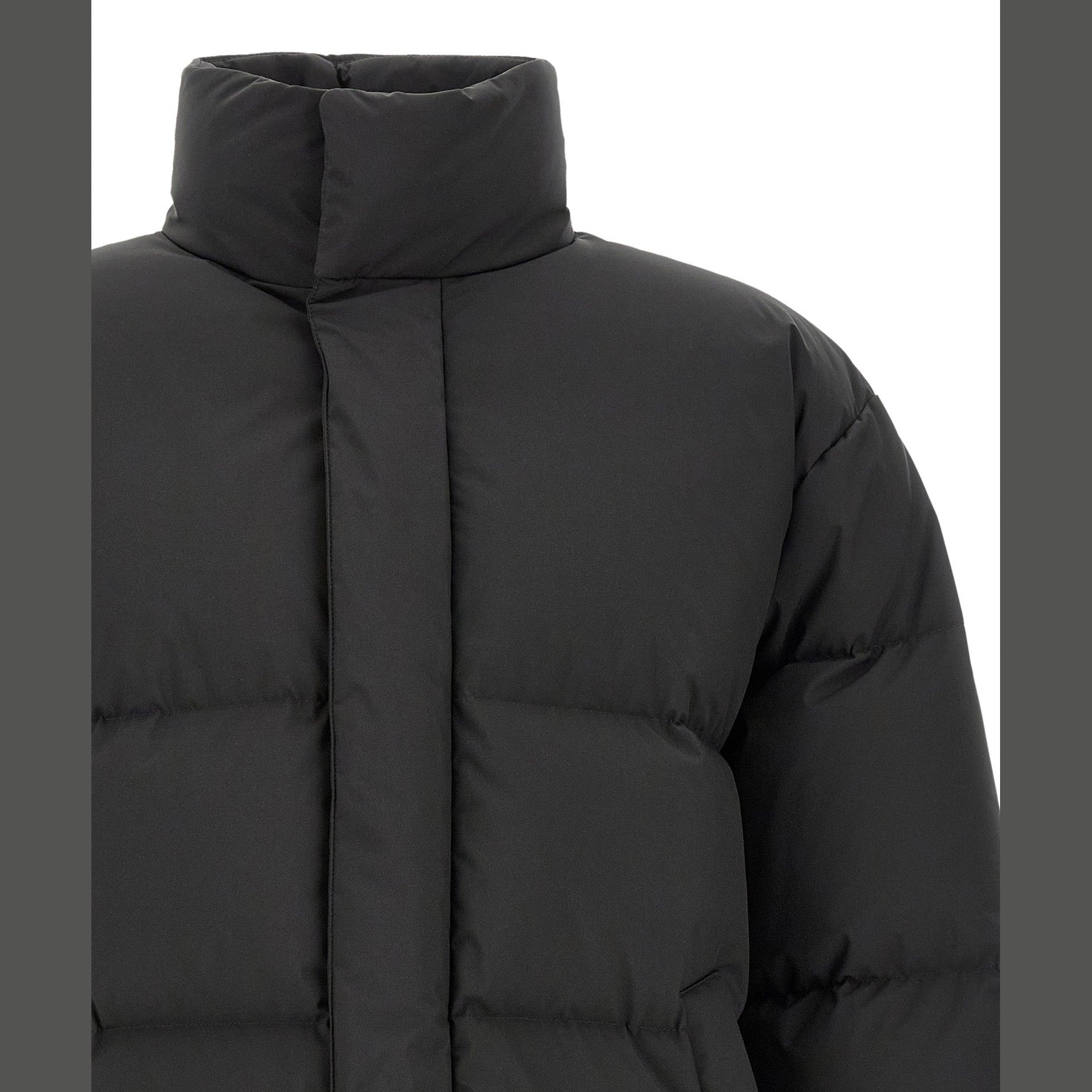 Black Polyester Full-Length Jacket
