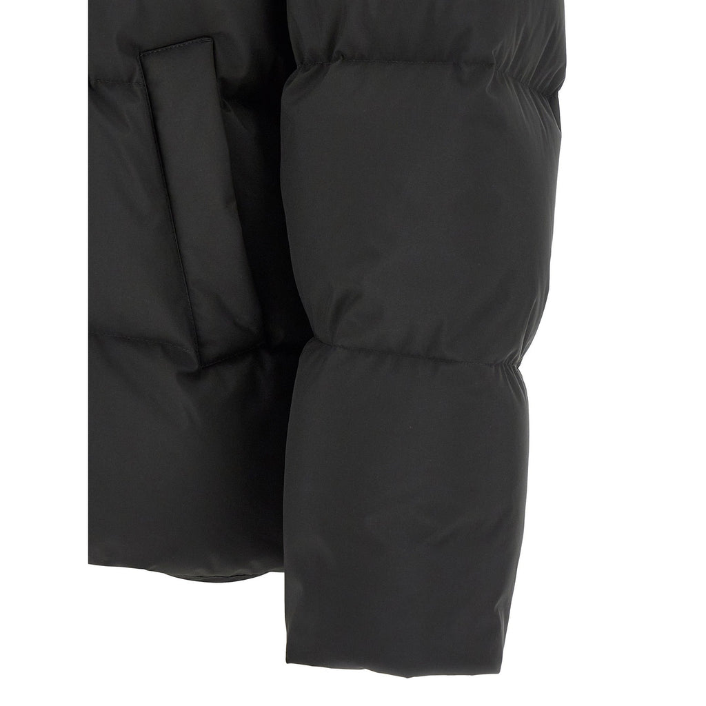 Black Polyester Full-Length Jacket