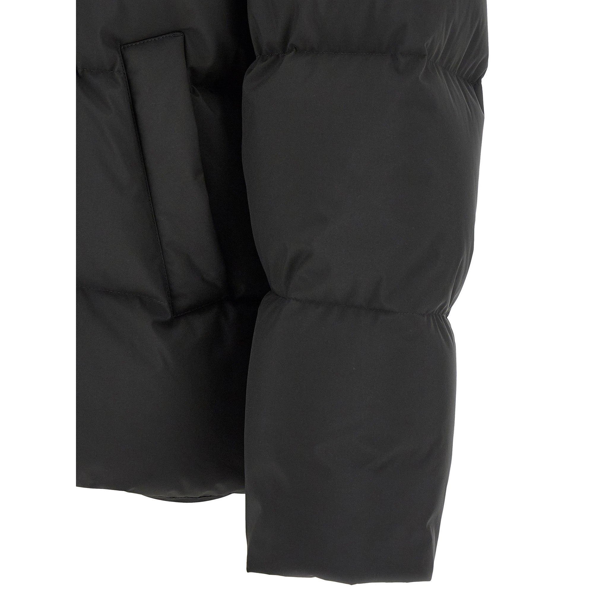 Black Polyester Full-Length Jacket