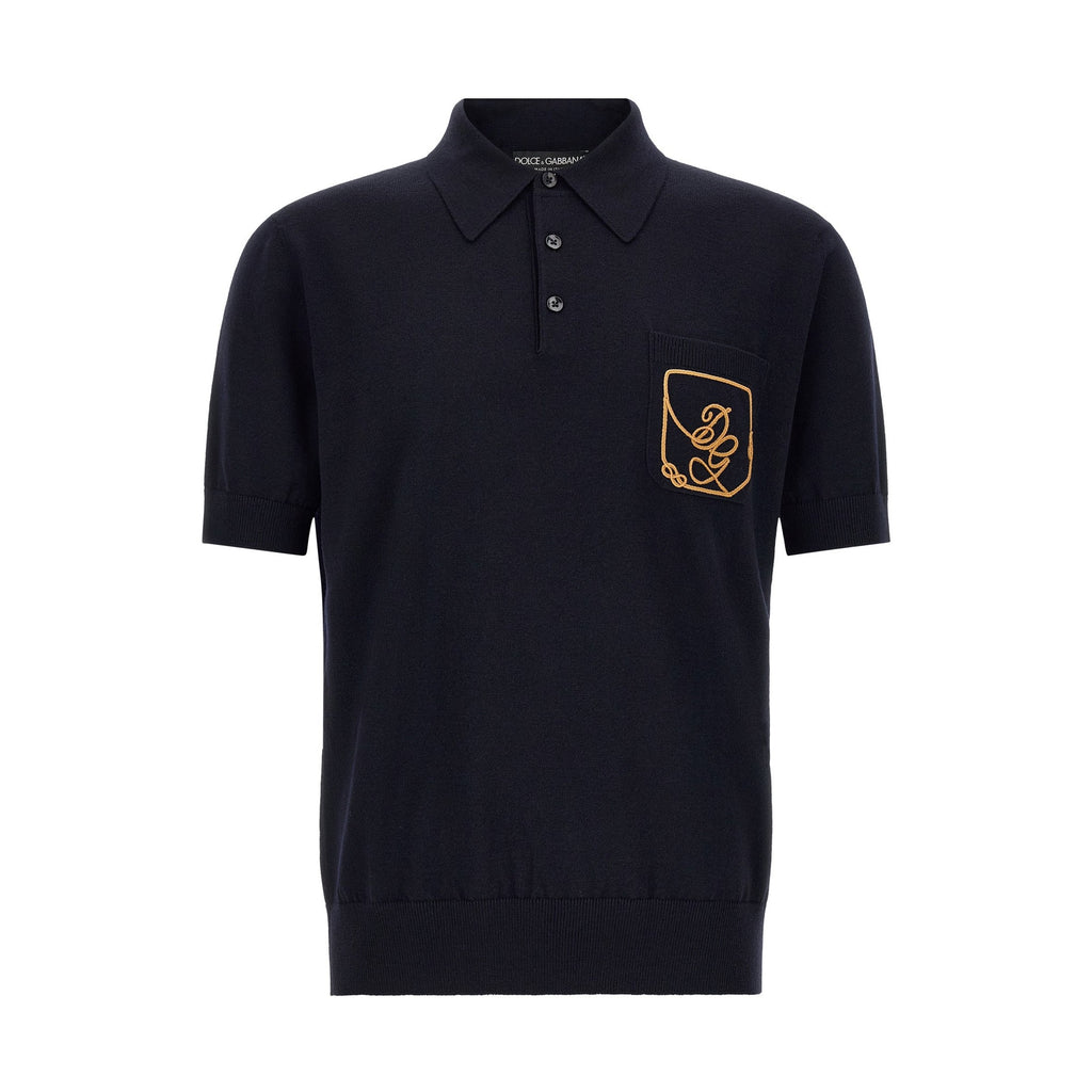 Blue Virgin Wool Polo Shirt