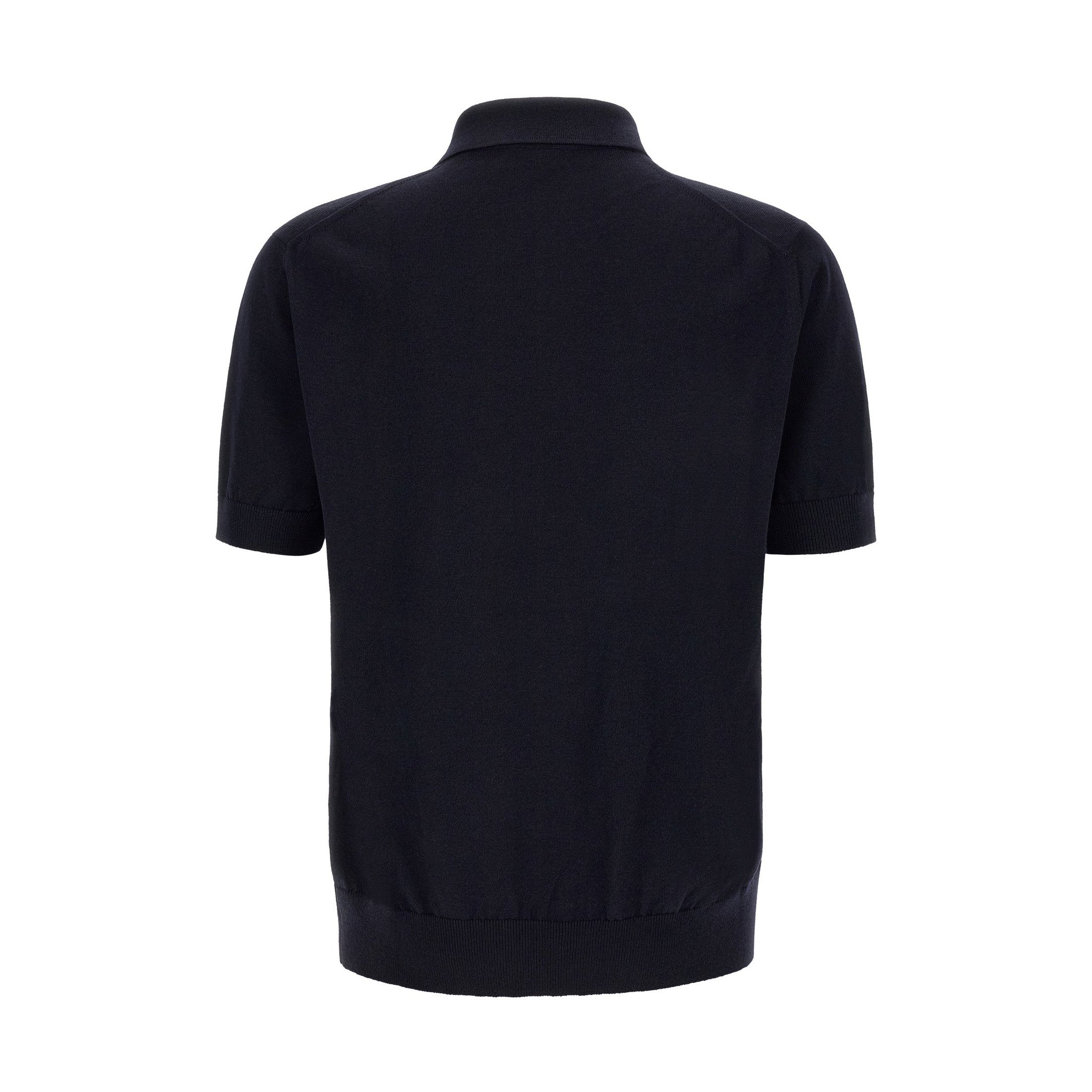 Blue Virgin Wool Polo Shirt
