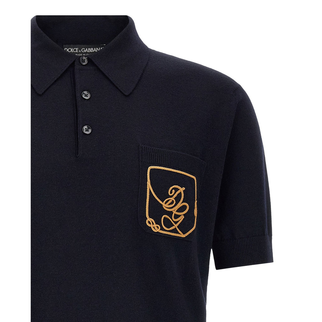 Blue Virgin Wool Polo Shirt